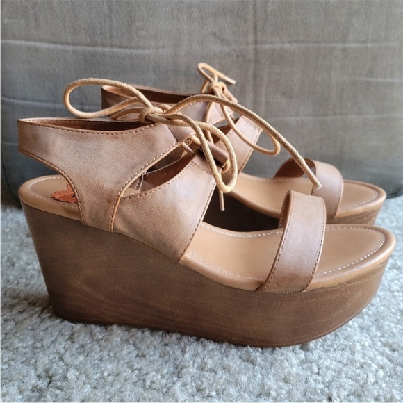 Rocket Dog Samora Harvest Tan Platform Wedge Sandals 90s Camel Brown - Picture 3 of 9
